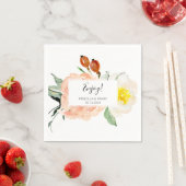 Blush Pink Waterverf Flowers Weddenschap Servet (Insitu)