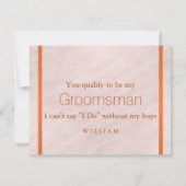 Blush Pink Waterverf Funny be my Groomsman (Achterkant)