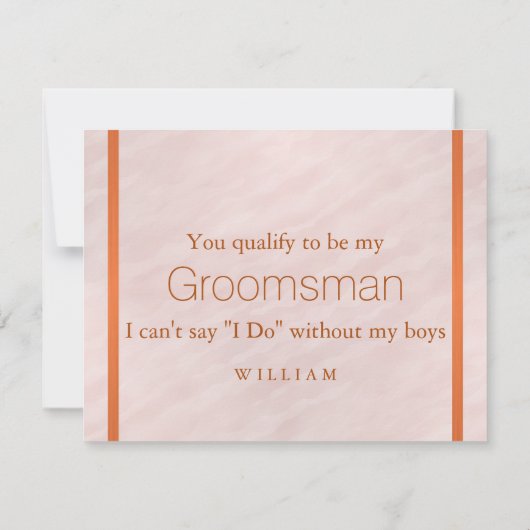 Blush Pink Waterverf Funny be my Groomsman (Achterkant)