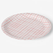 Blush Pink Waterverf Gingham Baby shower Papieren Bordje (Gekanteld)