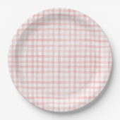 Blush Pink Waterverf Gingham Baby shower Papieren Bordje (Voorkant)