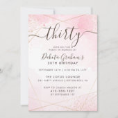 Blush Pink Waterverf Gold 30 verjaardagsfeestje Kaart (Voorkant)