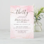 Blush Pink Waterverf Gold 30 verjaardagsfeestje Kaart (Staand voorkant)