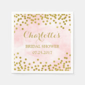 Blush Pink Waterverf Gold Confetti Vrijgezellenfee Servetten (Voorkant)