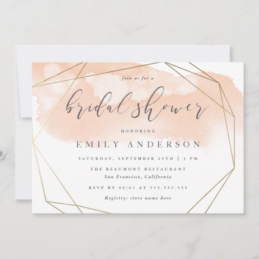 Blush Pink Waterverf Gold Elegant Vrijgezellenfees Kaart (Voorkant)