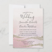 Blush Pink Waterverf Gold Foil Weddenschap Magnetische Uitnodiging (Voorkant)