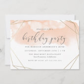 Blush Pink Waterverf Gold Geometric Birthday Kaart (Voorkant)