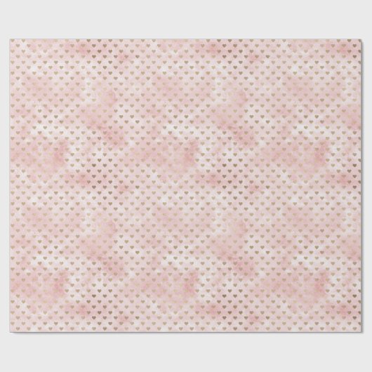 Blush Pink Waterverf Gold Hearts Cadeaupapier (Vlak)