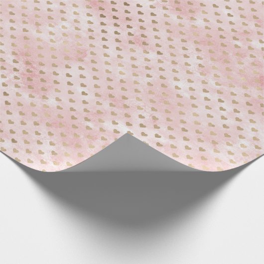 Blush Pink Waterverf Gold Hearts Cadeaupapier (Hoek)