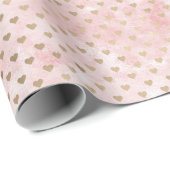 Blush Pink Waterverf Gold Hearts Cadeaupapier (Rol Hoek)