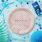 Blush Pink Waterverf Gold Hearts Papieren Bordje (Feest)