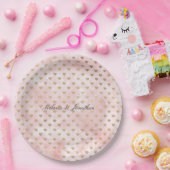 Blush Pink Waterverf Gold Hearts Papieren Bordje (Feest)