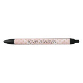 Blush Pink Waterverf Gold Hearts Zwarte Inkt Pen (Voorkant)