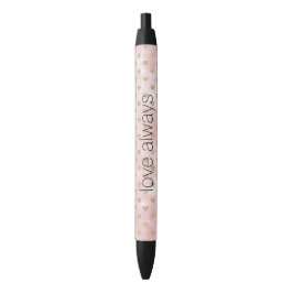 Blush Pink Waterverf Gold Hearts Zwarte Inkt Pen