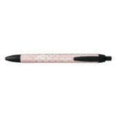 Blush Pink Waterverf Gold Hearts Zwarte Inkt Pen (Achterkant)