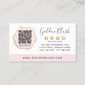 Blush Pink Waterverf & Gold Reference Program QR Visitekaartje (Achterkant)
