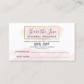 Blush Pink Waterverf & Gold Reference Program QR Visitekaartje (Voorkant)