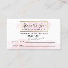 Blush Pink Waterverf & Gold Reference Program QR Visitekaartje