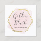 Blush Pink Waterverf & Gold Social Media Network Vierkante Visitekaartje (Voorkant)