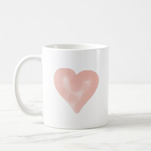 Blush Pink Waterverf Heart Love Koffiemok (Links)
