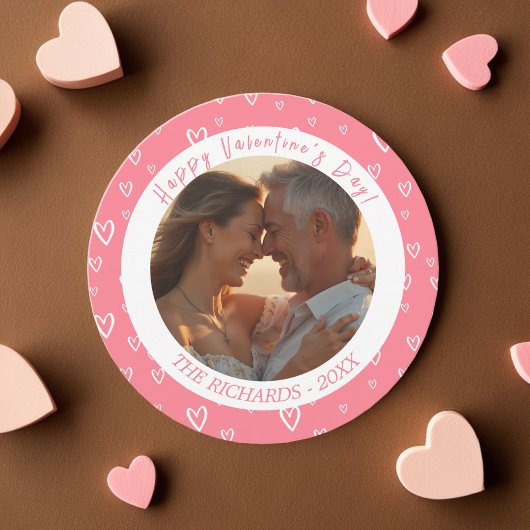 Blush Pink waterverf Hearts Foto Feestdagenkaart