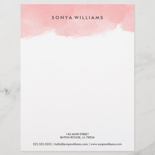 Blush Pink Waterverf Kantoor Letterhead Persoonlijk Briefhoofd