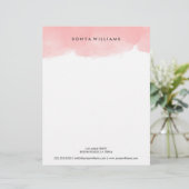 Blush Pink Waterverf Kantoor Letterhead Persoonlijk Briefhoofd (Staand voorkant)