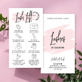 Blush Pink Waterverf Lash Lift & Tint Aftercare Visitekaartje