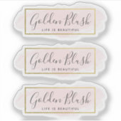 Blush Pink Waterverf & Modern Gold 3-delige Logo Sticker