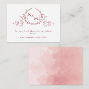 Blush Pink Waterverf Monogram Weddenschap Website Informatiekaartje