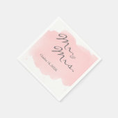 Blush Pink Waterverf Mr Mrs Cocktail Party Napkin Servetten (Hoek)