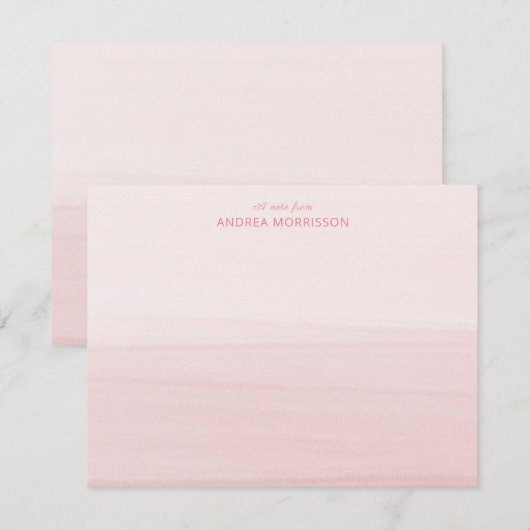 Blush Pink Waterverf Ombre Notitiekaartje (Voorkant / Achterkant)