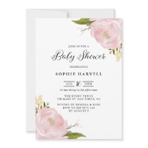 Blush Pink Waterverf Peonies  Baby shower