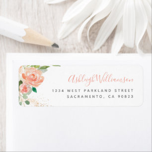 Blush Pink Waterverf Peonies Eucalyptus Greenery Etiket