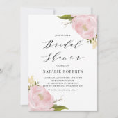 Blush Pink Waterverf Peonies  Vrijgezellenfeest Kaart (Voorkant)