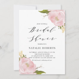 Blush Pink Waterverf Peonies Vrijgezellenfeest Kaart