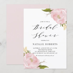 Blush Pink Waterverf Peonies Vrijgezellenfeest Kaart