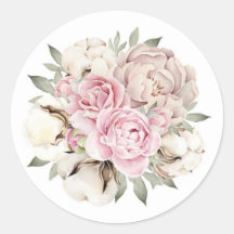 Blush Pink Waterverf Peony Cream Cotton Weddenscha