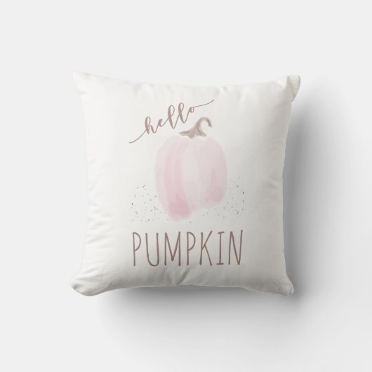 Blush Pink Waterverf Pumpkin Pillow Hallo Pumpkin Kussen (Voorkant)
