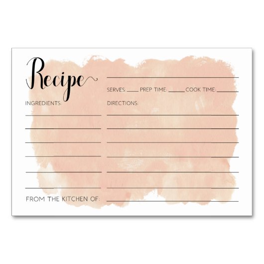 Blush Pink Waterverf Recept Kaarten Vrijgezellenfe (Voorkant)