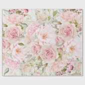 Blush Pink Waterverf Roos Bloem Bloem Cadeaupapier (Vlak)