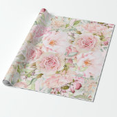 Blush Pink Waterverf Roos Bloem Bloem Cadeaupapier (Uitgerold)