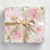 Blush Pink Waterverf Roos Bloem Bloem Cadeaupapier
