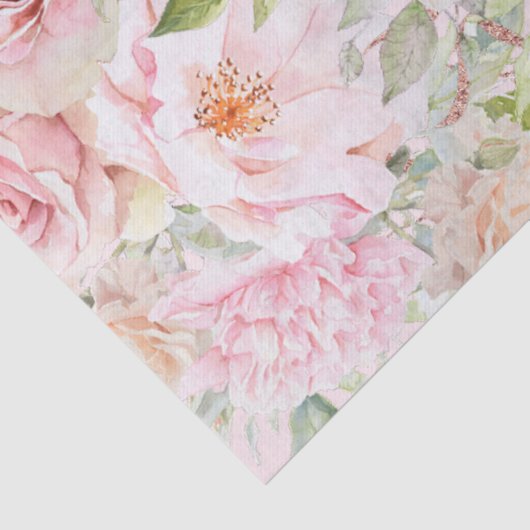 Blush Pink Waterverf Roos Bloem Bloem Tissuepapier (Detail)