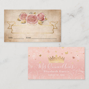 Blush Pink Waterverf Roos Gold Elegant Escort Plaatskaartje