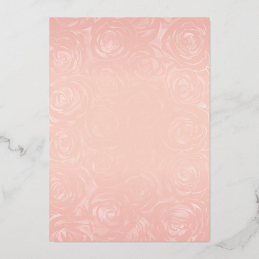 Blush Pink Waterverf Roos Gold Quinceañera Folie Uitnodiging (Achterkant)