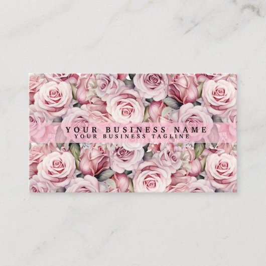 Blush Pink Waterverf Rozen Visitekaartjes (Voorkant)