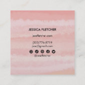 Blush Pink Waterverf Social Media Minimalist Vierkante Visitekaartje (Achterkant)