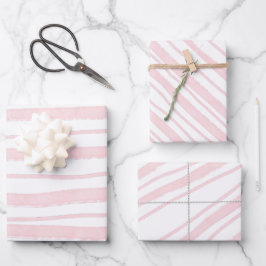 Blush Pink Waterverf Striped Patroon Inpakpapier Vel