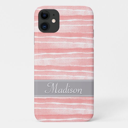 Blush Pink Waterverf Stripes Patroon Case-Mate iPhone Case (Achterkant)